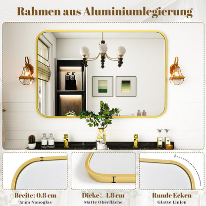 Oglinda Koonmi Gold 120x90 cm Nano Glass Cadru Aluminiu