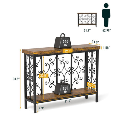 Comoda cu design industrial 108 cm, 2 niveluri, rustic brown