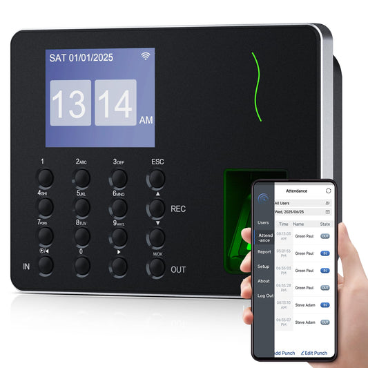 Terminal de pontaj NGTeco W3 Fingerprint PIN 2.4GHz WiFi 6.4 inch