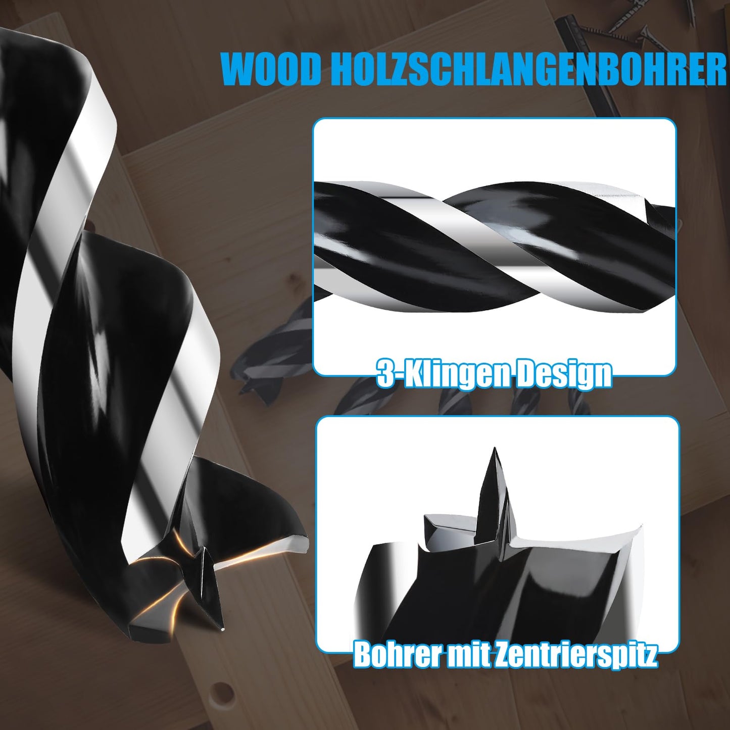 Burghiu melcat MOXPIFY 30x460 mm pentru lemn, coada hexagonala E9.5