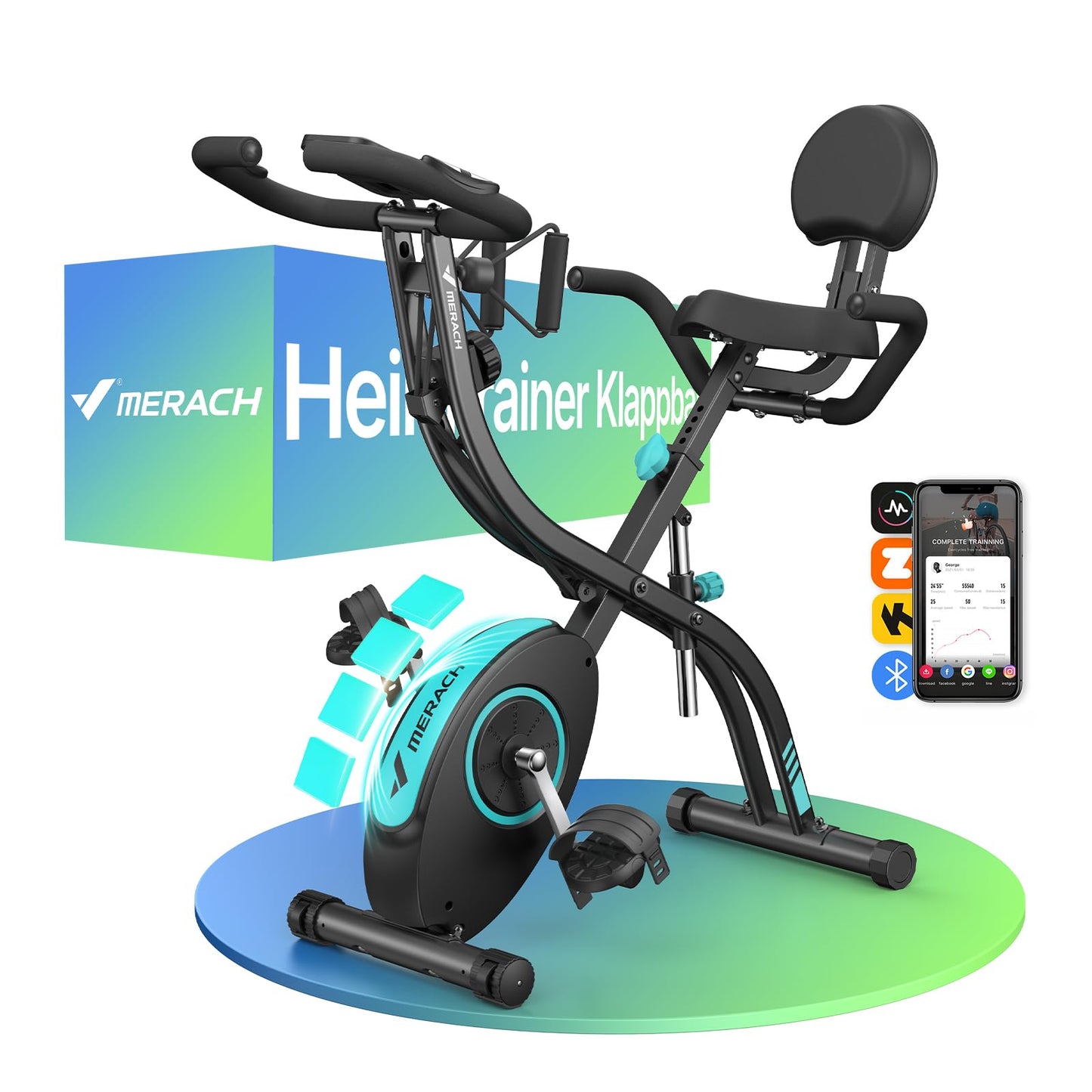 Bicicleta fitness MERACH MR-S15B1 pliabila, rezistenta magnetica 16 niveluri