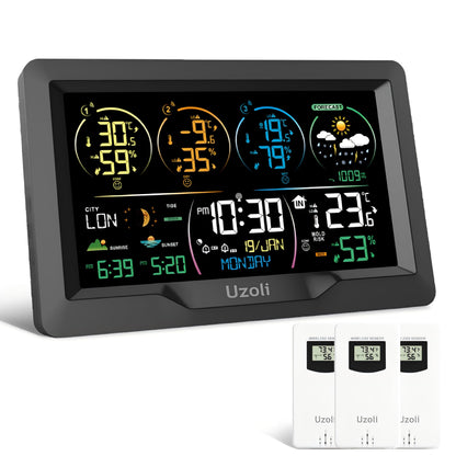 Statie meteo wireless EM3390 Uzoli cu 3 senzori, DCF, prognoza