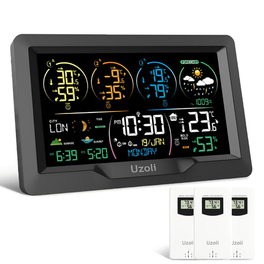 Statie meteo wireless EM3390 Uzoli cu 3 senzori, DCF, prognoza