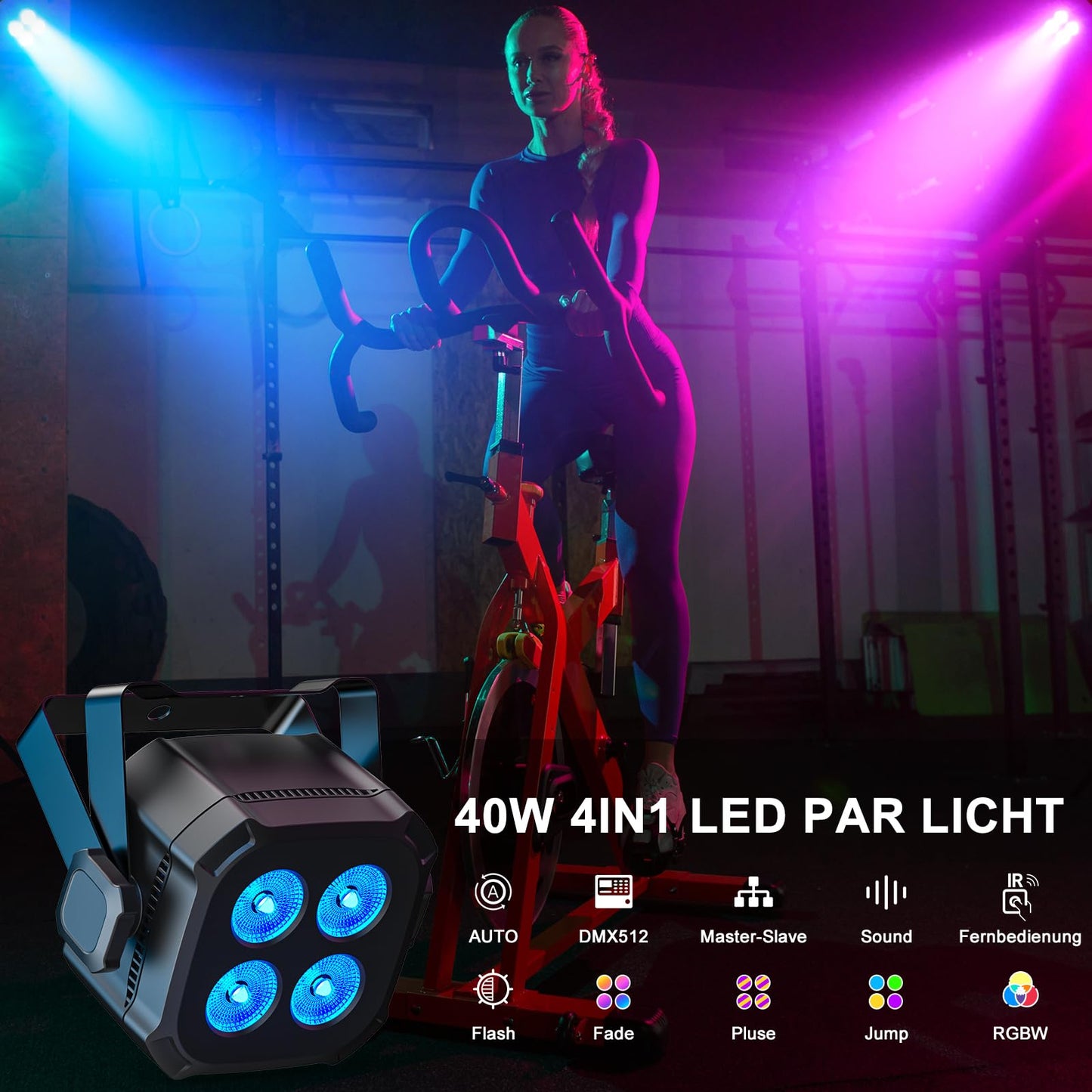 Proiector LED RGBW 4 buc DMX 40W cu telecomanda si moduri multiple