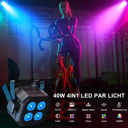 Proiector LED RGBW 4 buc DMX 40W cu telecomanda si moduri multiple