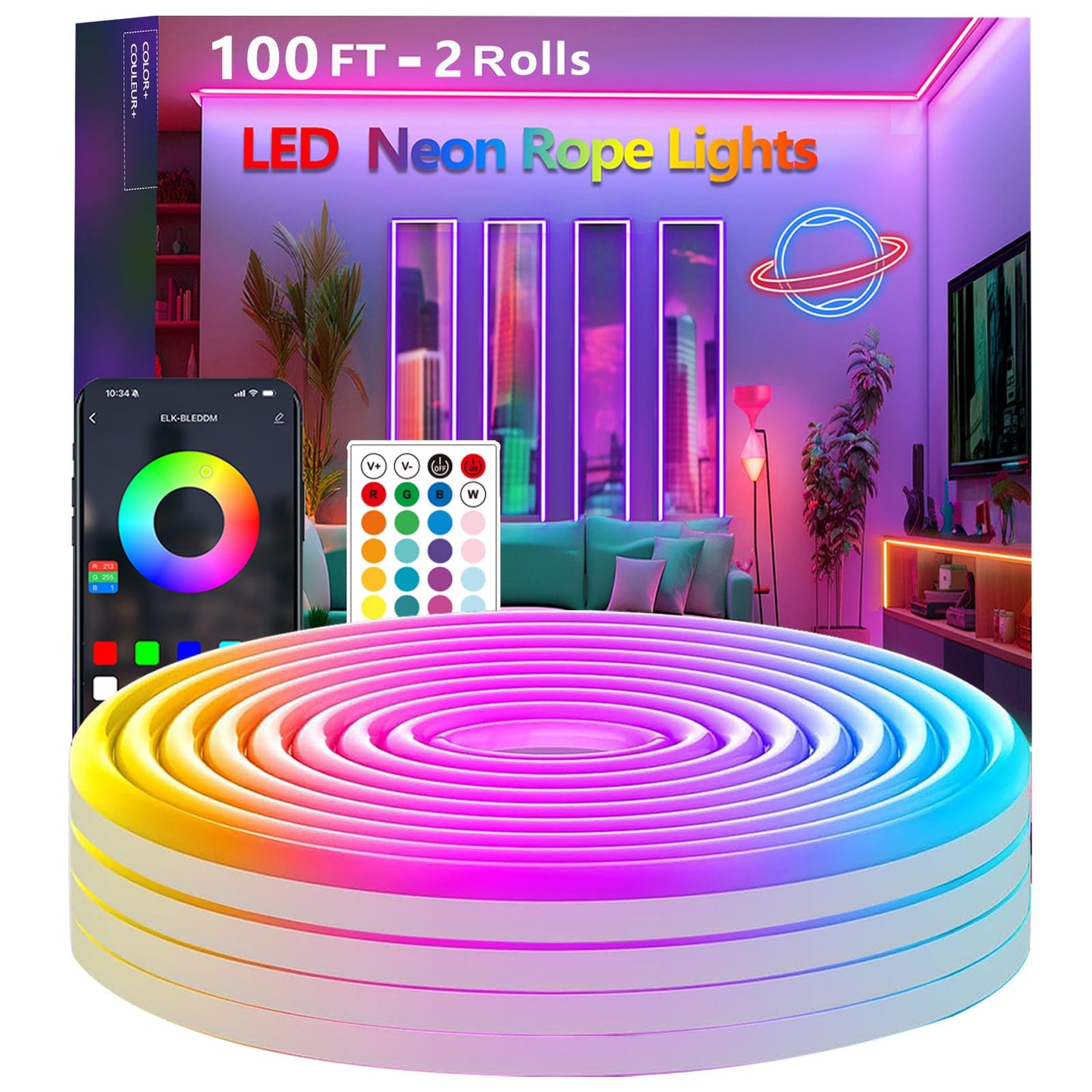 Banda LED Neon 10M RGB App Remote Music Sync IP65