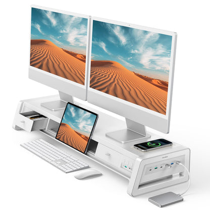 Suport monitor VAYDEER cu sertare si USB, incarcare wireless 15W