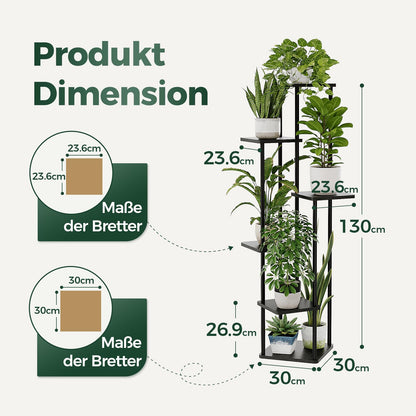 Suport plante Bamworld TM02H-6 Black 6 niveluri metal si lemn