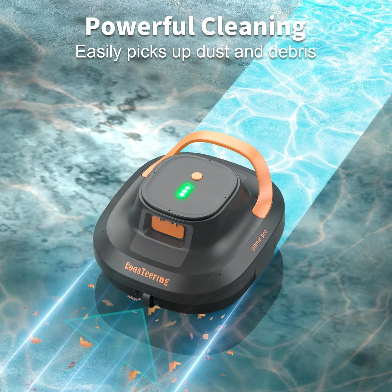 CoasTeering Pool Robot, Wireless Pool Vacuum Cleaner Battery, 120 Minutes Cleaning Time, 2 Brushless Motors, Self-Parking, One-Touch Start, Pool Cleaner for Above Ground Pools up to 120 m²