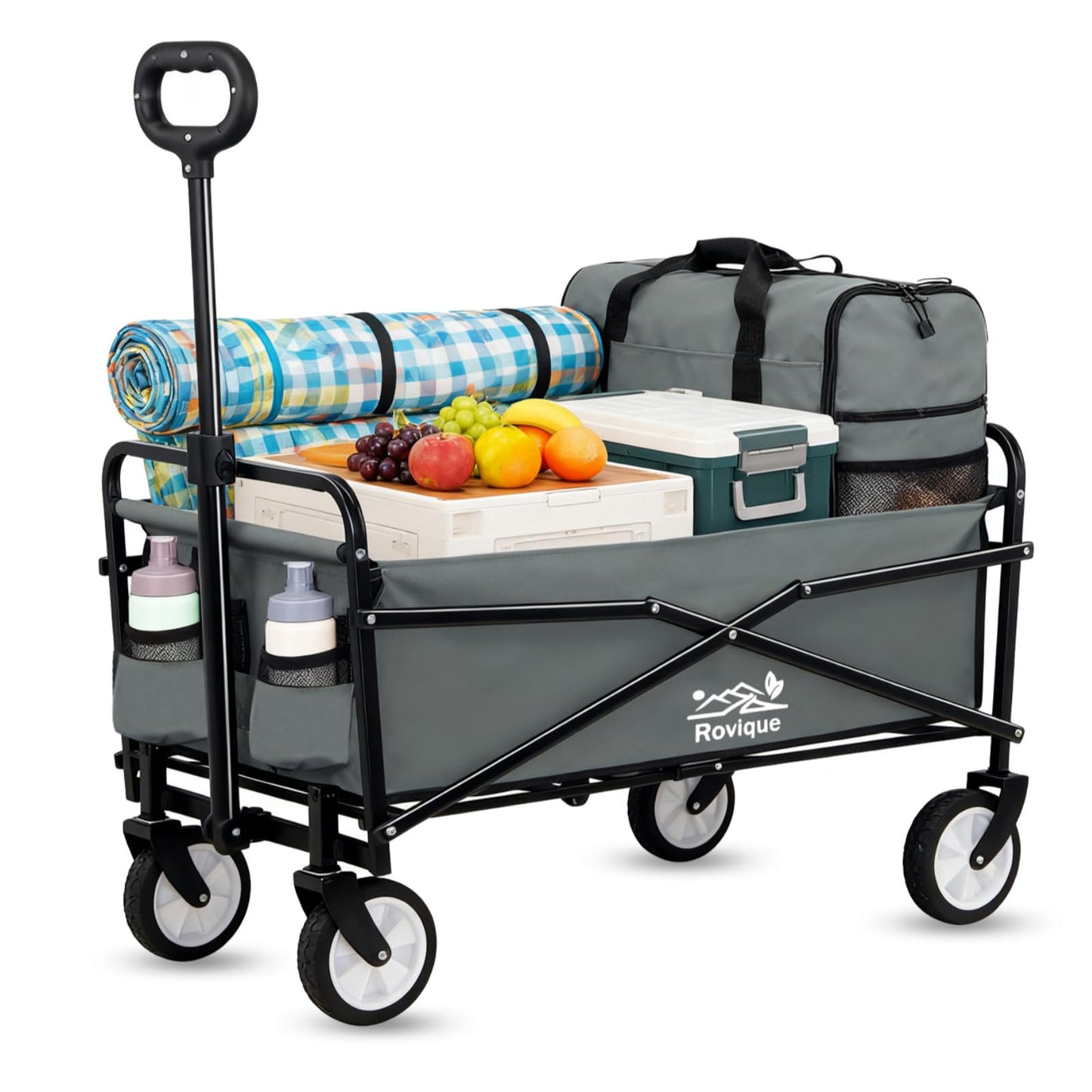 Carucior pliabil Rovique RWK-001 80 kg, maner reglabil, metal
