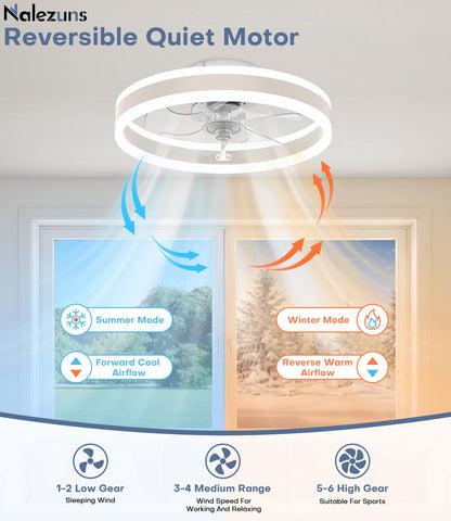Lampa tavan Nalezuns cu ventilator LED 48W 6 viteze 40 cm