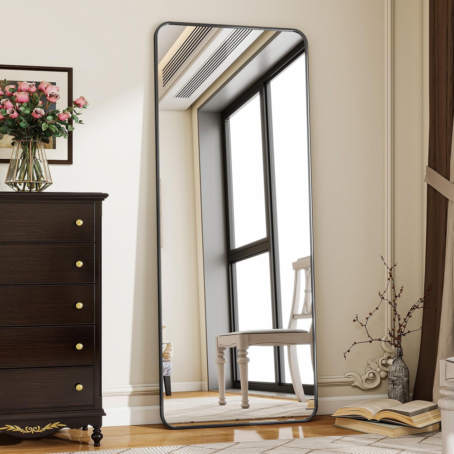 Oglinda Koonmi Full Length 52x161 cm cu rama aluminiu negru