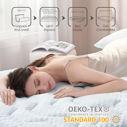 Topper saltea EHEYCIGA Gel 90 x 190 cm memory foam racoritor