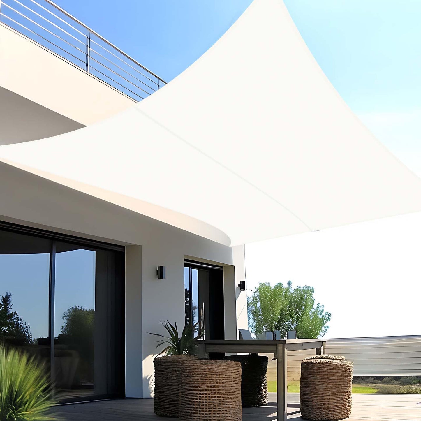 SUNNY GUARD Sun Shade Sail Triangle 4x4x4m Waterproof UV Block for Garden Outdoor Patio - Sand
