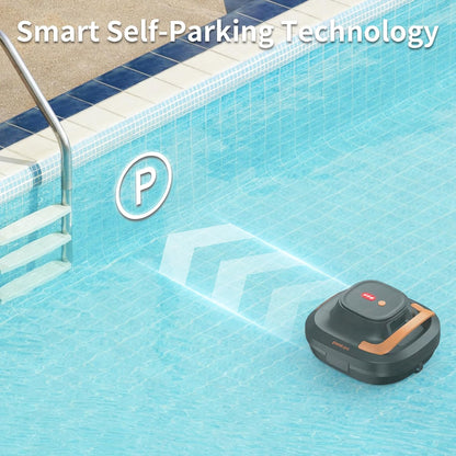 CoasTeering Pool Robot, Wireless Pool Vacuum Cleaner Battery, 120 Minutes Cleaning Time, 2 Brushless Motors, Self-Parking, One-Touch Start, Pool Cleaner for Above Ground Pools up to 120 m²
