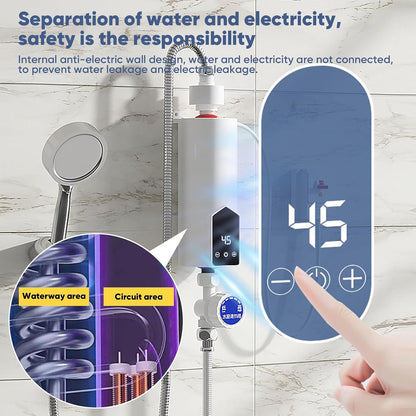 AUORUSI 5500 W chauffe eau instantané electrique,IPX4 chauffe eau aux cuisines et salles de bains,220V mini Chauffe-eau mural à économie d'énergie
