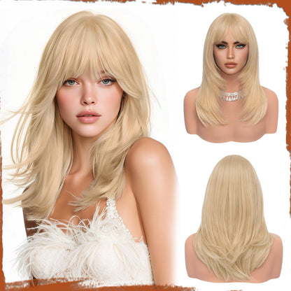 Peruca Sofeiyan Long Straight Wig 40 cm Negru Natural cu Breton