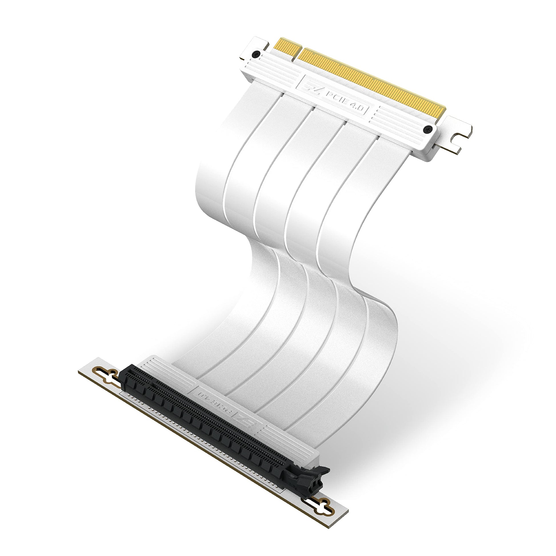 EZDIY-FAB PCIE Gen 4 16x Extreme Flexible, High Speed Riser Cable PCI Express 4.0 Port GPU Extension Card-Right Angle Connector, Supports RTX3090/3090ti/4080/4090 [7.87in/20cm]- White