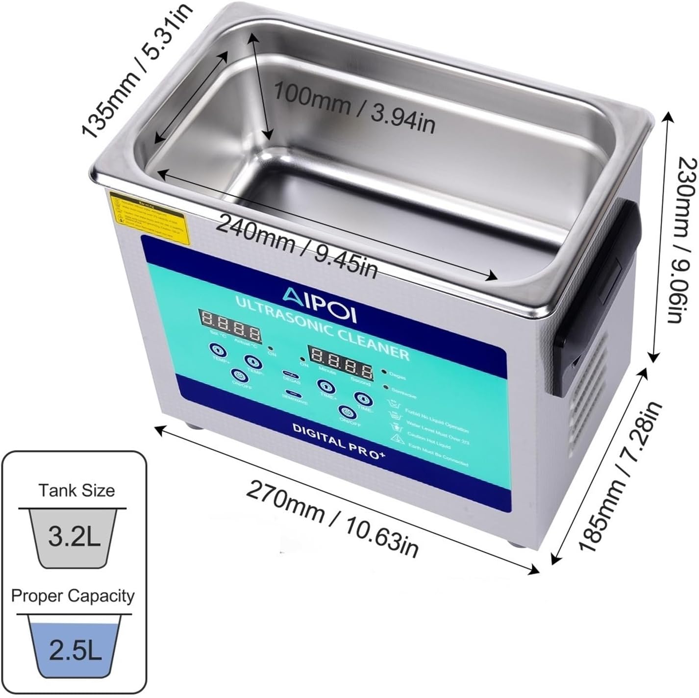 TUMAHE Ultrasonic Cleaner, Ultra Cleaner AIPOI Ultra Cleaning Device 6.5L For Car And Motorcycle Repair Workshops Aviation Maintenance Electronic Basket For PCB Tableware Denture Jewelry Brass Gla