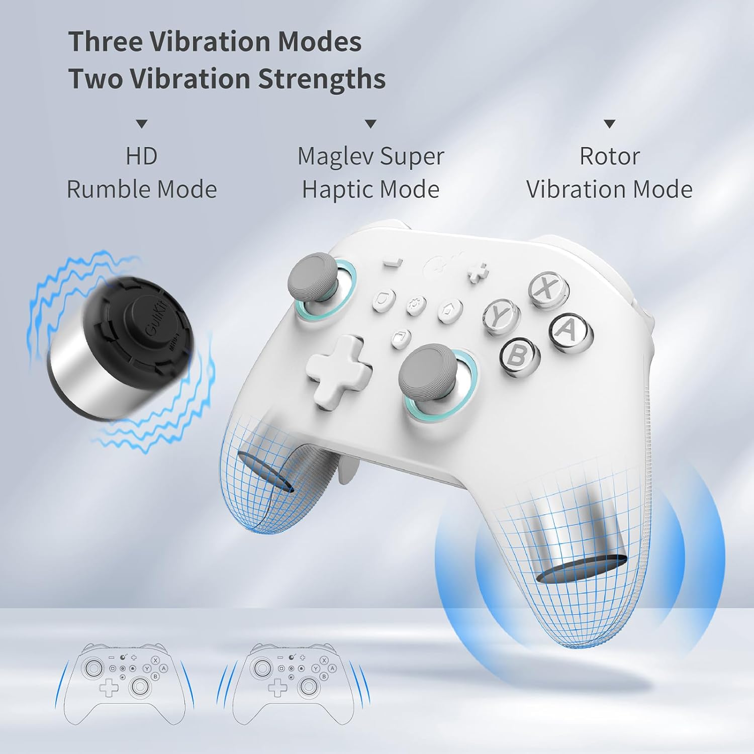 [No Drift] GuliKit KK3 Max Bluetooth Controller, Kingkong 3 Max Wireless Controller for Switch/Switch OLED, Hall Effect Joystick/Triggers, Maglev/Rotor/HD Vibration, Hyperlink Adapter (White)