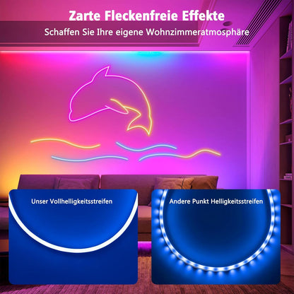 ZAIYW 10 m Neon LED Strip RGB & IC; 5 V Neon LED Strip with App Control Remote Control, Music Sync Flexible LED Light Strip IP65 Waterproof for Bedroom, Wall, Gaming Decoration