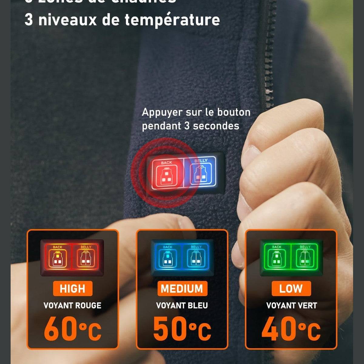 carwee Heated Fleece Vest Sleeveless with External Battery Included Fleece Jacket Electric 6 Heat Zones Warm Fleece Coat Winter for Motorcycle Hunting Hiking