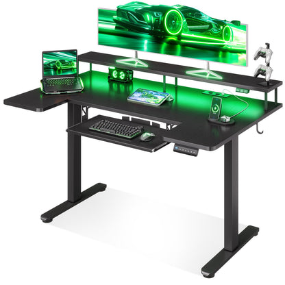 Birou reglabil OffiGo U Forma 140 cm electric cu LED si USB