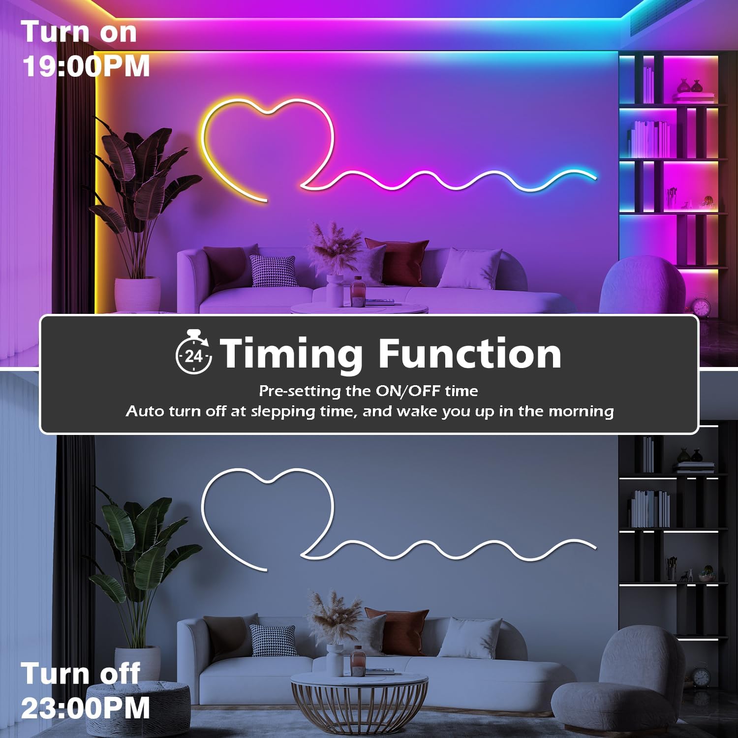 LETIANPAI 45m Neon Rope Lights, Flexible LED Cord Lights Controlled with App/Remote, Multiple Modes, IP65 Outdoor RGB Light Waterproof, Music Sync Led Neon