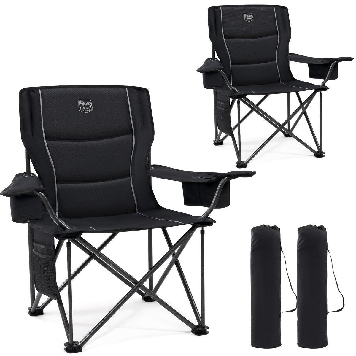 Set 2 Scaune camping TIMBER RIDGE 2 buc 200 kg sezut lat 63 cm