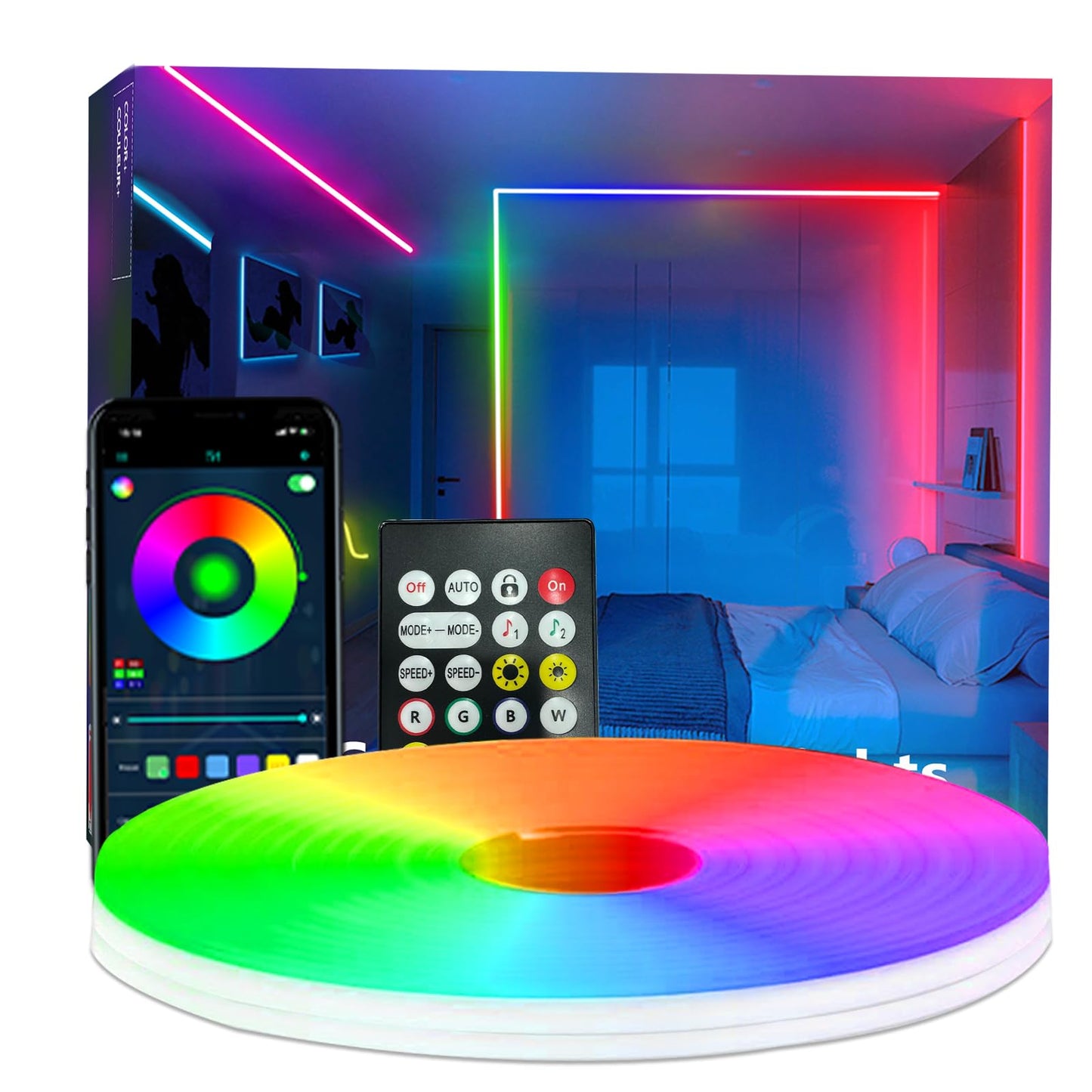 Banda LED Bvokon RGBIC Neon Rope Lights 20M Bluetooth App Remote