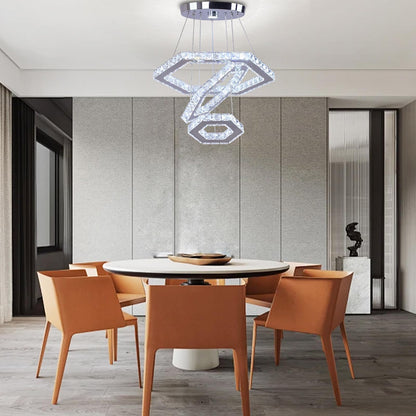 Lampa suspendata FRIXCHUR Crystal 3 inele LED 47W 6500K