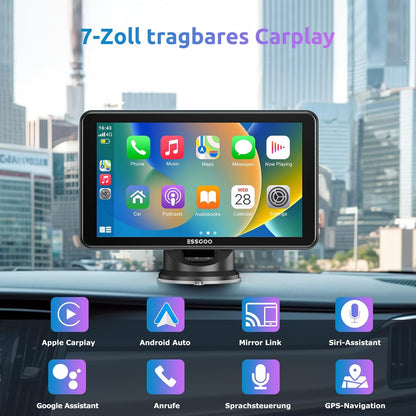 A-pple CarPlay & Android Car, 7 Inch IPS Carplay Display, Supports Siri & G-oogle Assistant, Online Maps, Easy Installation, Suitable for Various Vehicle Models