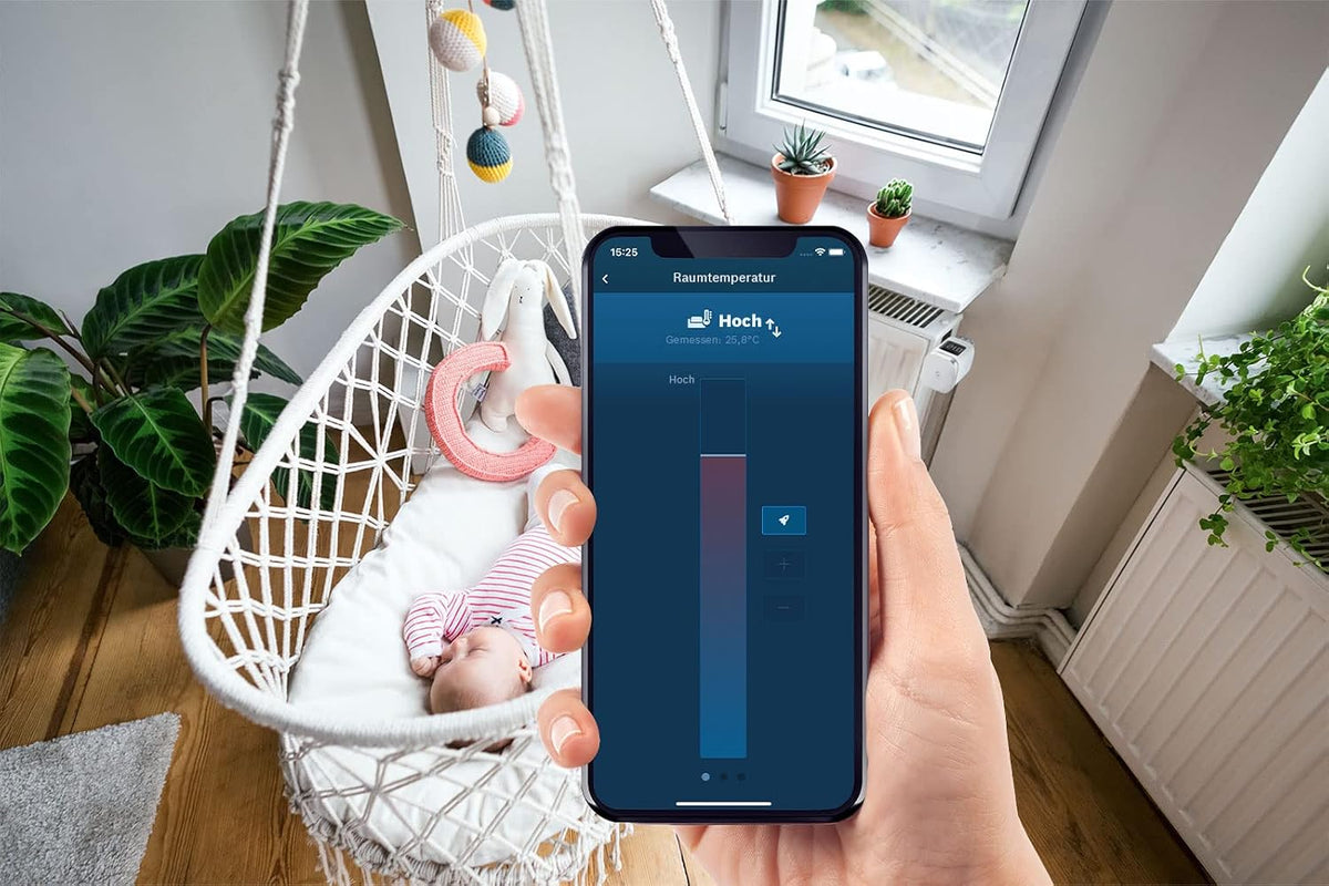 Termostat inteligent pentru radiator Bosch Smart Home Radiator Thermostat II cu functie in aplicatie, compatibil Alexa, Apple HomeKit si Google Home