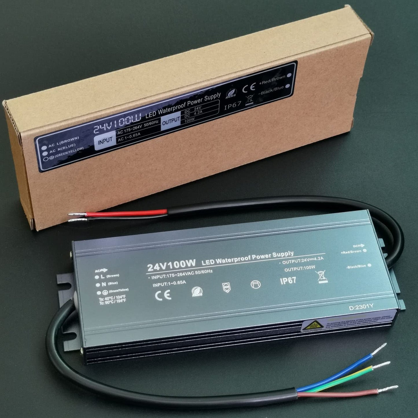 Alinana LED Transformer 24 V 300 W, IP67 Waterproof Transformer 230 V to 24 V, 24 V Power Supply 300 W for LED Strip Lamps, Transformer 24 V 0-12.5 A
