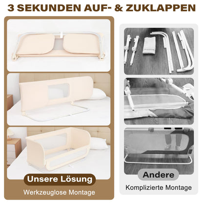 Protectie pat BabyAlly TA12-G 2 in 1 pliabila 185 cm crem
