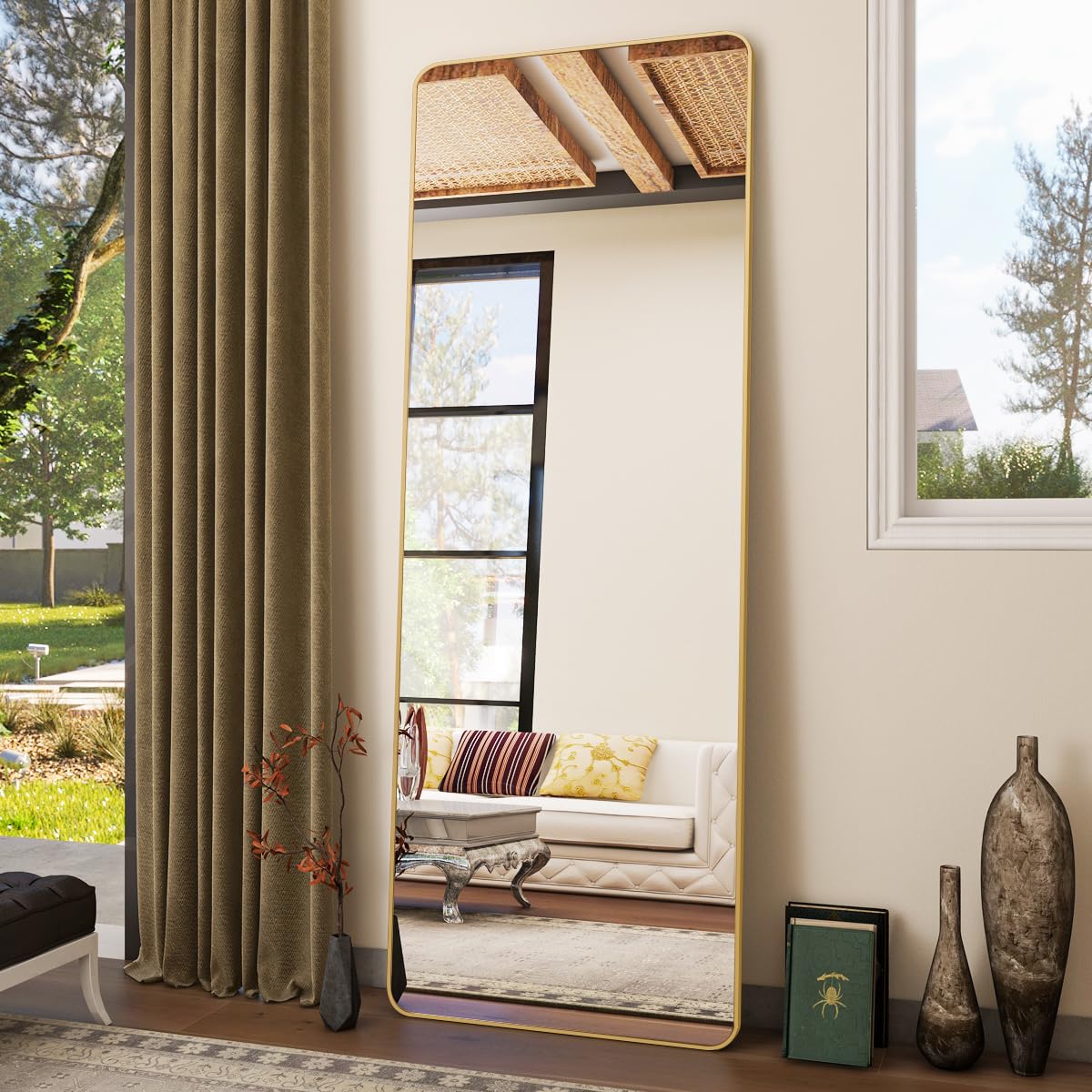 Oglinda Koonmi Full Length 52x161 cm cu rama aluminiu negru