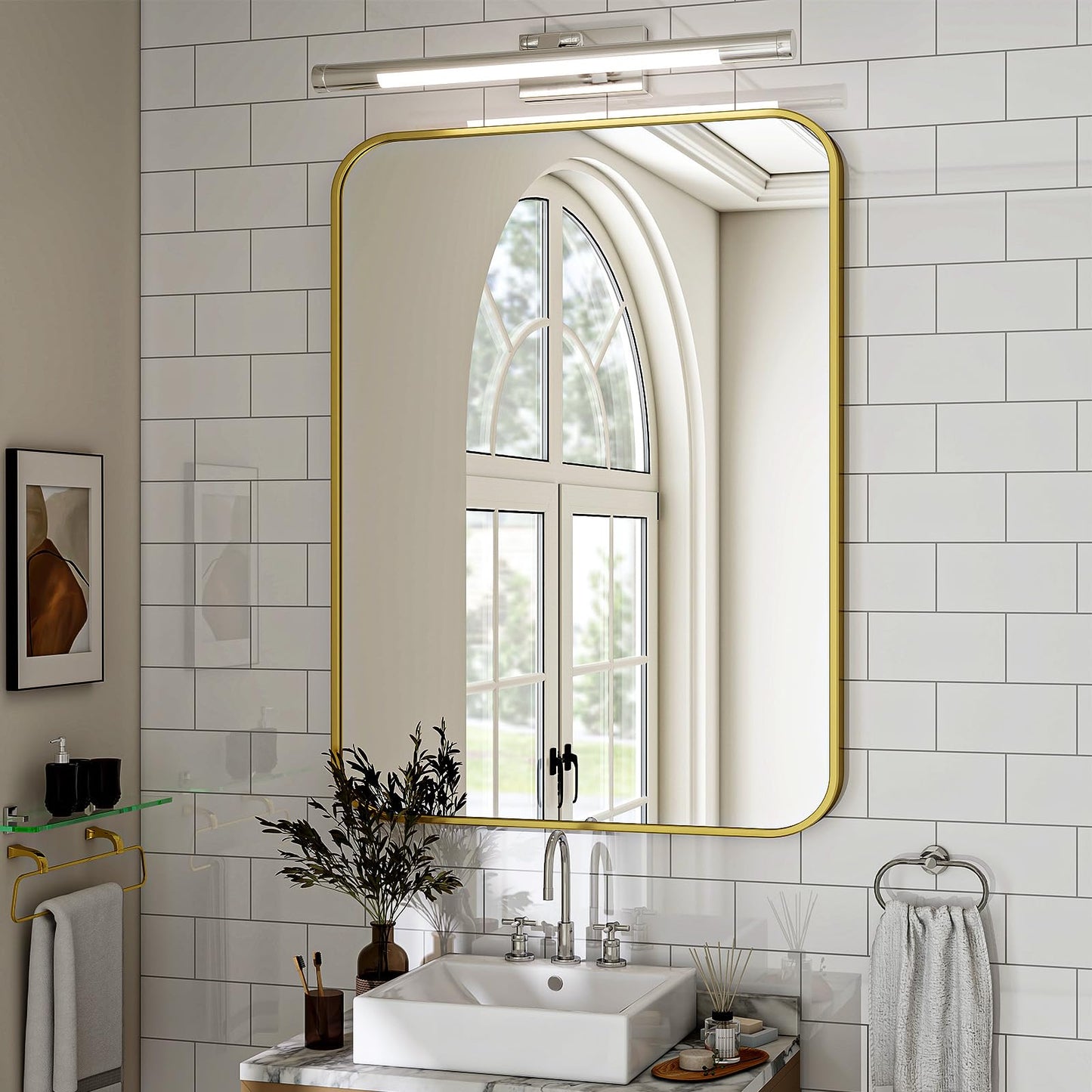 Oglinda Koonmi Gold 120x90 cm Nano Glass Cadru Aluminiu