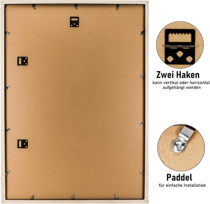 Rama foto kollyseek din lemn masiv cu passepartout, 50 x 70 cm, neagra