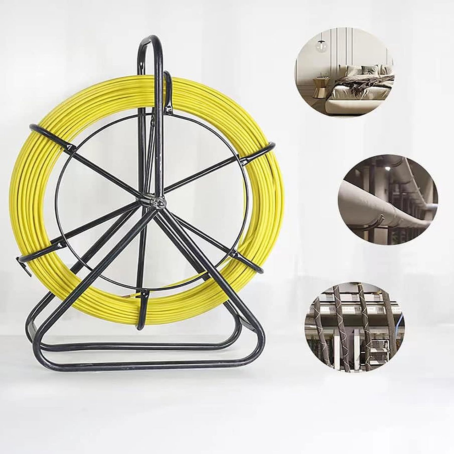 Sonda fibra de sticla 6mm x 50m cu suport metalic si frana