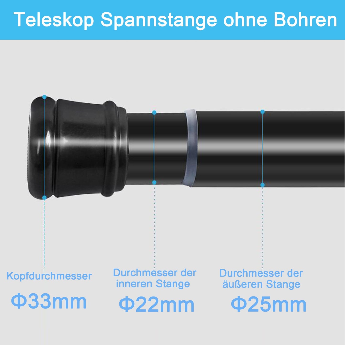 Tija dus Aiitomg 00CG telescopica fara gaurire 65-85 cm, negru