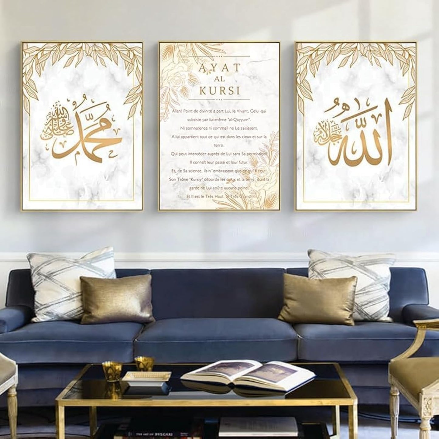 Tablou QPLGTU Marble Canvas Painting 60x90 cm, set 3 piese