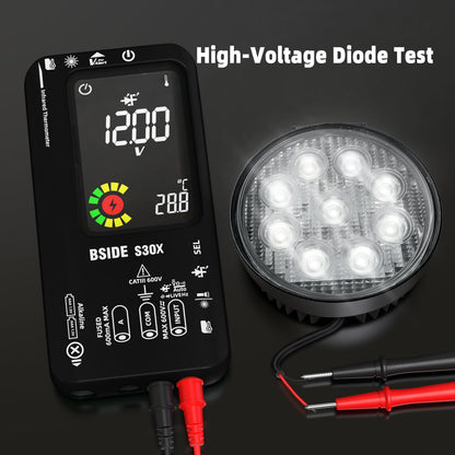 BSIDE Smart Digital Multimeter with IR Thermometer 12:1 High Voltage Diode Tester 9999 Counts Dual Powered Electrical Tester Multifunction Voltage Capacitance Meter for HVAC LED Automotive Electronic