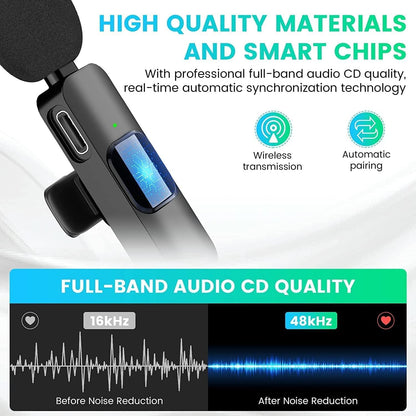 Mini Microphone Multifunctional, Mini Wireless Microphone for Video, Microphone Wireless for iPhone iPad, Microphone Bluetooth Mobile Phone, Mini Microphone for Clipon, Wireless Lapel Microphone for