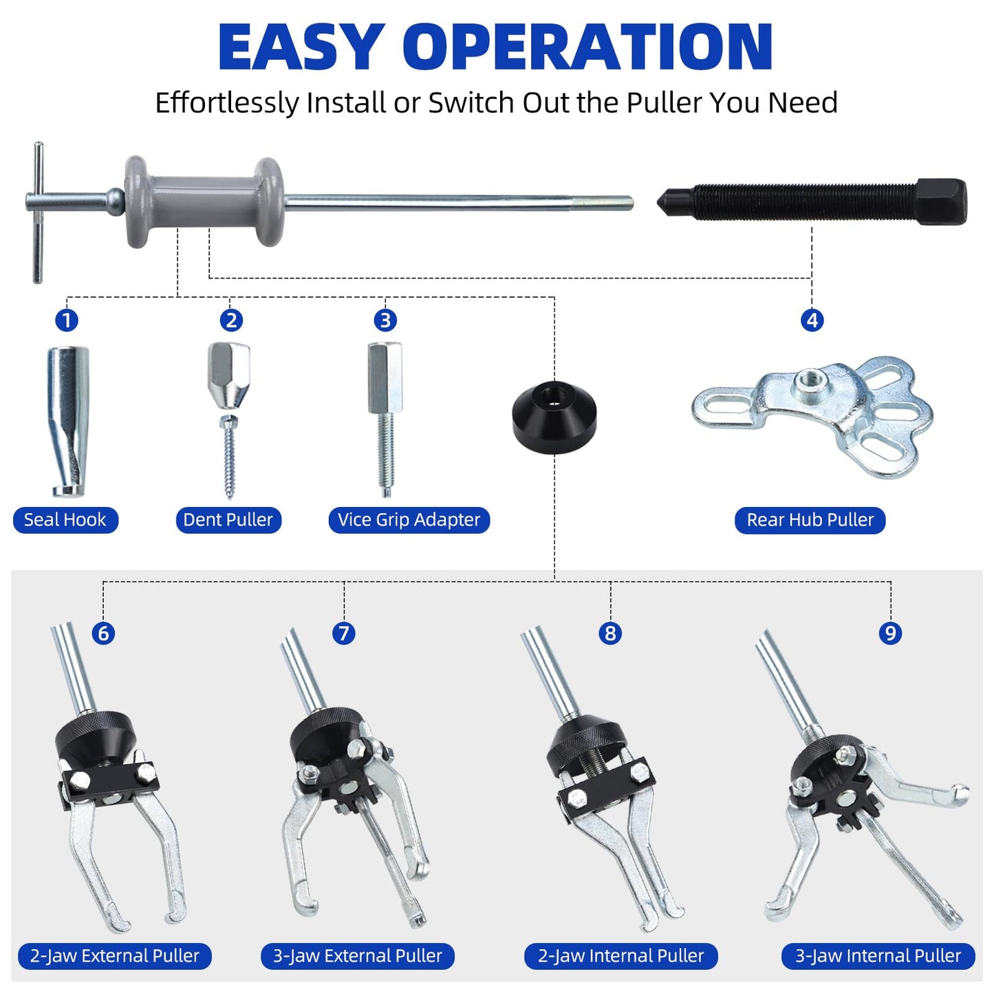 Extractor cu ciocan culisant FreeTec ZY0016 8 functii pentru rulmenti