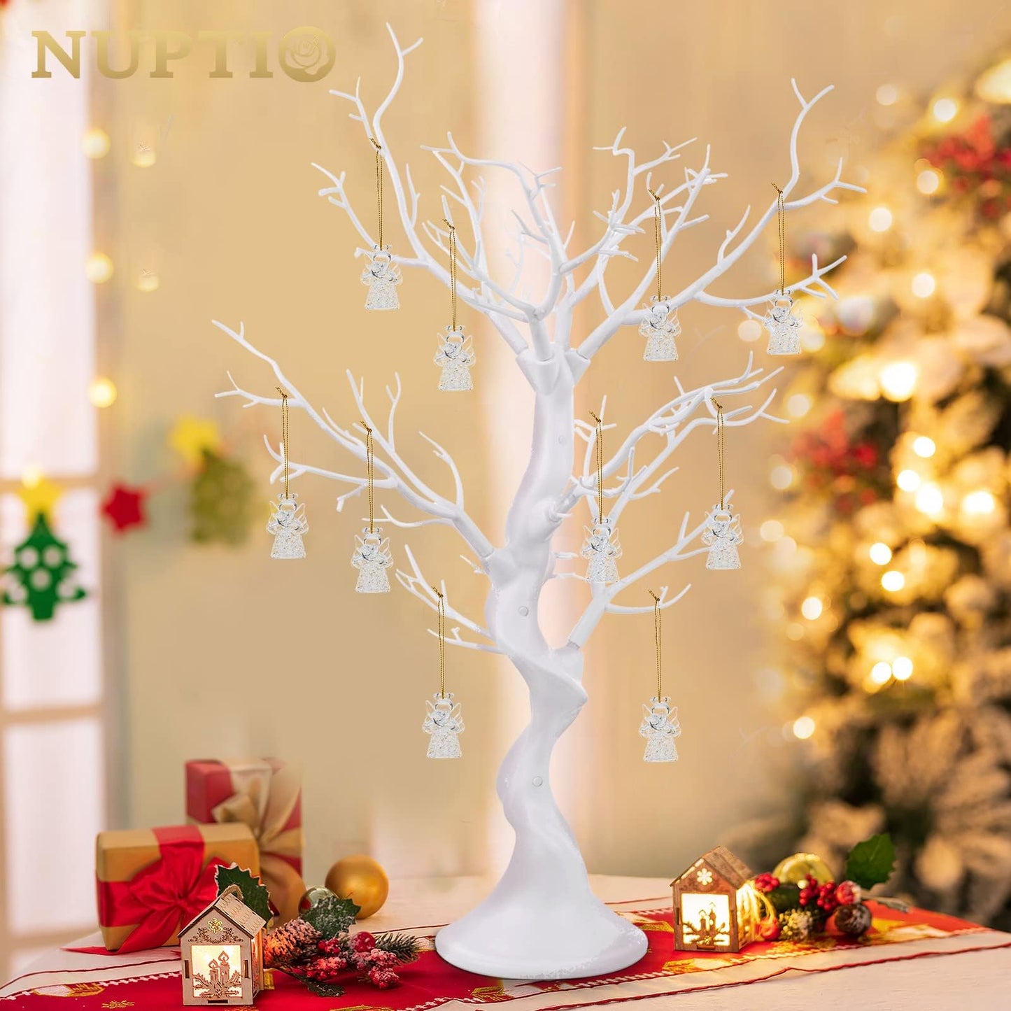 Brad decorativ NUPTIO Twig alb 75 cm pentru masa si vitrina