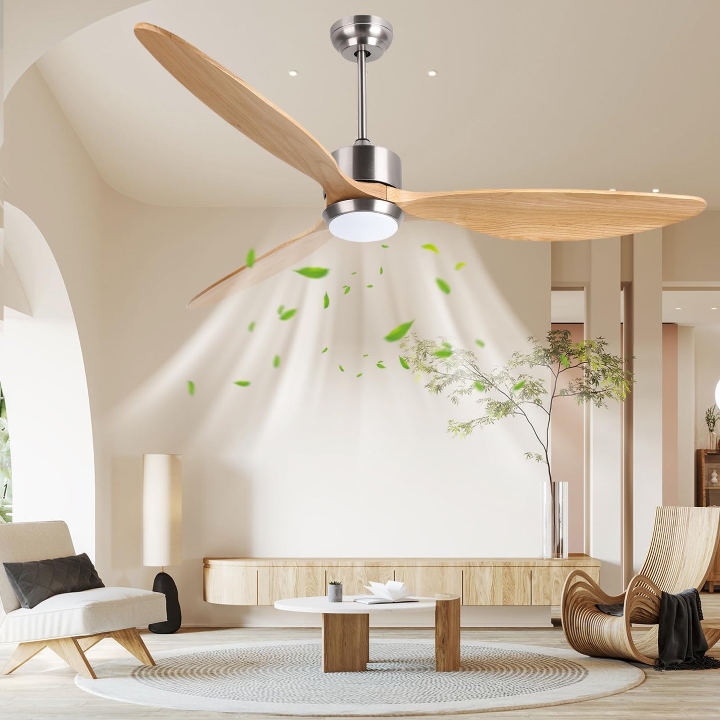 Ventilator tavan Ovlaim 165 cm Wi-Fi LED 6 viteze motor DC silentios