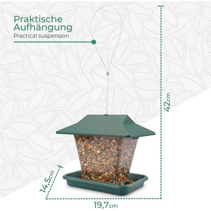 Hanging Bird House - Feeding Bowl for Birds with Landing Sites - Feeder, Feeding Station for Year-Round Wild Birds Feeding