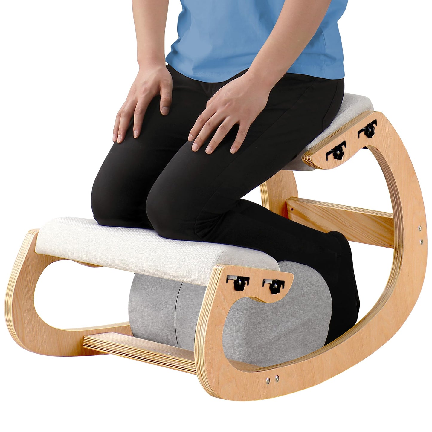 Scaun ergonomic genunchi MallVitally Ajustable din lemn alb