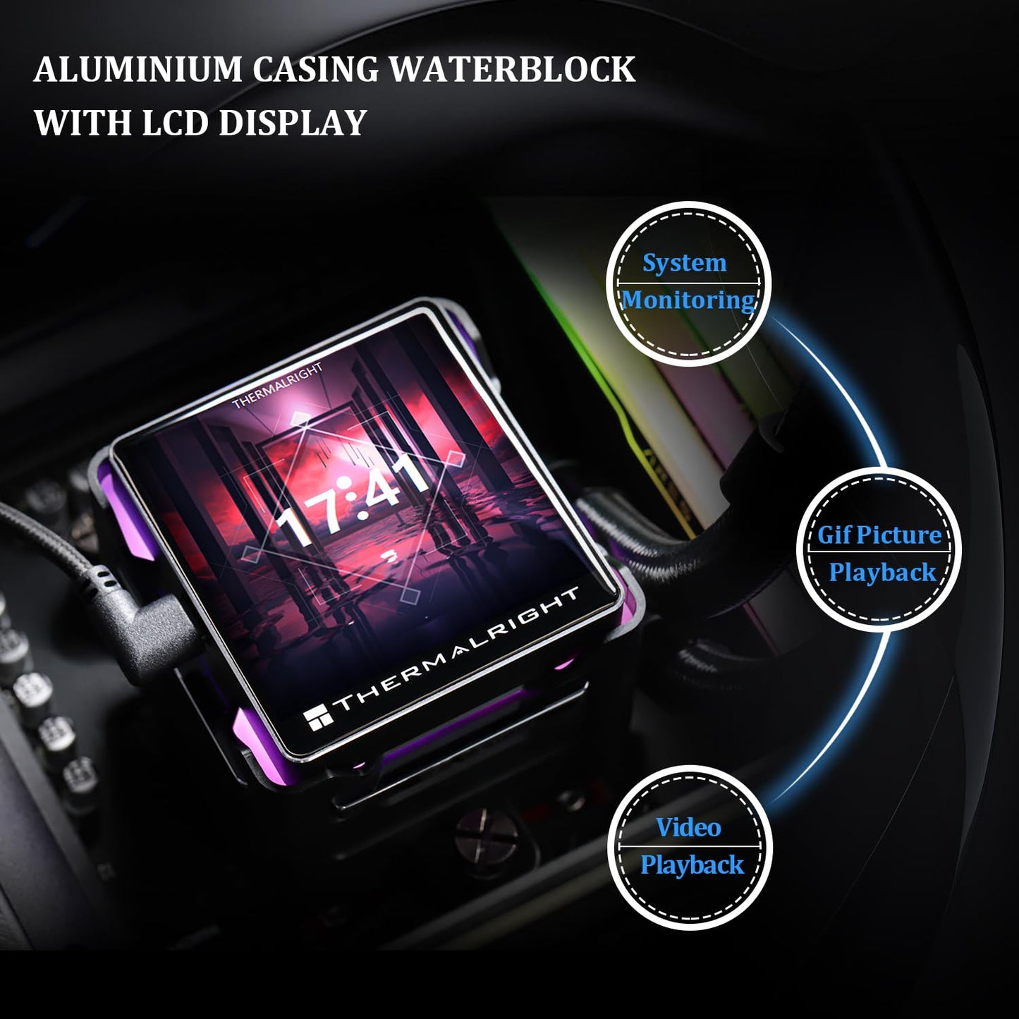 Thermalright Elite Vision 360 ARGB BLACK AIO CPU Liquid Cooler,IPS LCD Screen with 320 * 320 Resolution,for AM4/AM5/Intel LGA1700/1851,’2.73 inch’Magnet-Absorbent LCD Screen for Images,PC Cooling