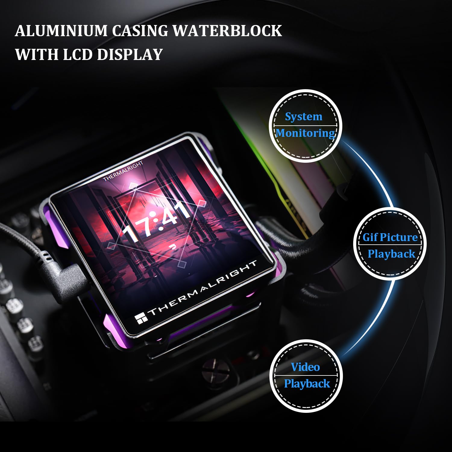 Thermalright Elite Vision 360 ARGB BLACK AIO CPU Liquid Cooler,IPS LCD Screen with 320 * 320 Resolution,for AM4/AM5/Intel LGA1700/1851,’2.73 inch’Magnet-Absorbent LCD Screen for Images,PC Cooling